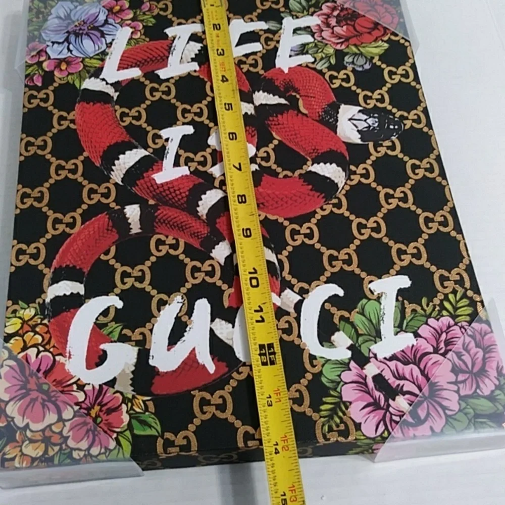 Life Is Gucci Snake & Floral Sleek & Stylish Gold Logo Canvas Wall Art *…